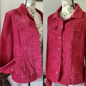 Croft & Barrow Burgundy Monochrome Textured Floral Jacket